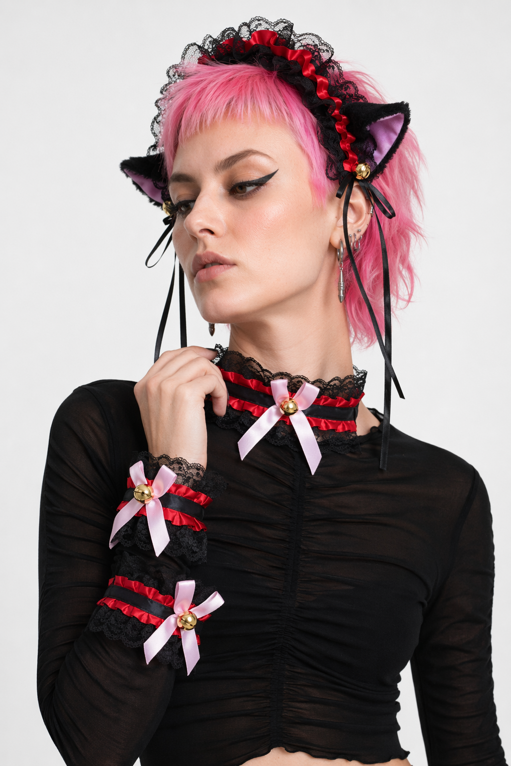 Neko Kitty Cat Complete Set with Headband, Collar, and Bracelets 9