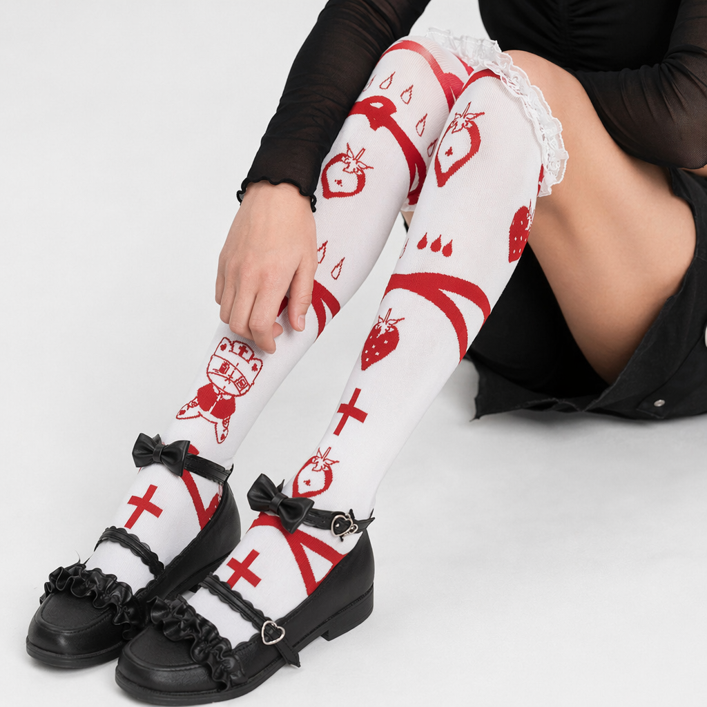 Menhera Strawberry Stockings for Kawaii and Littlespace Aesthetics Default Title