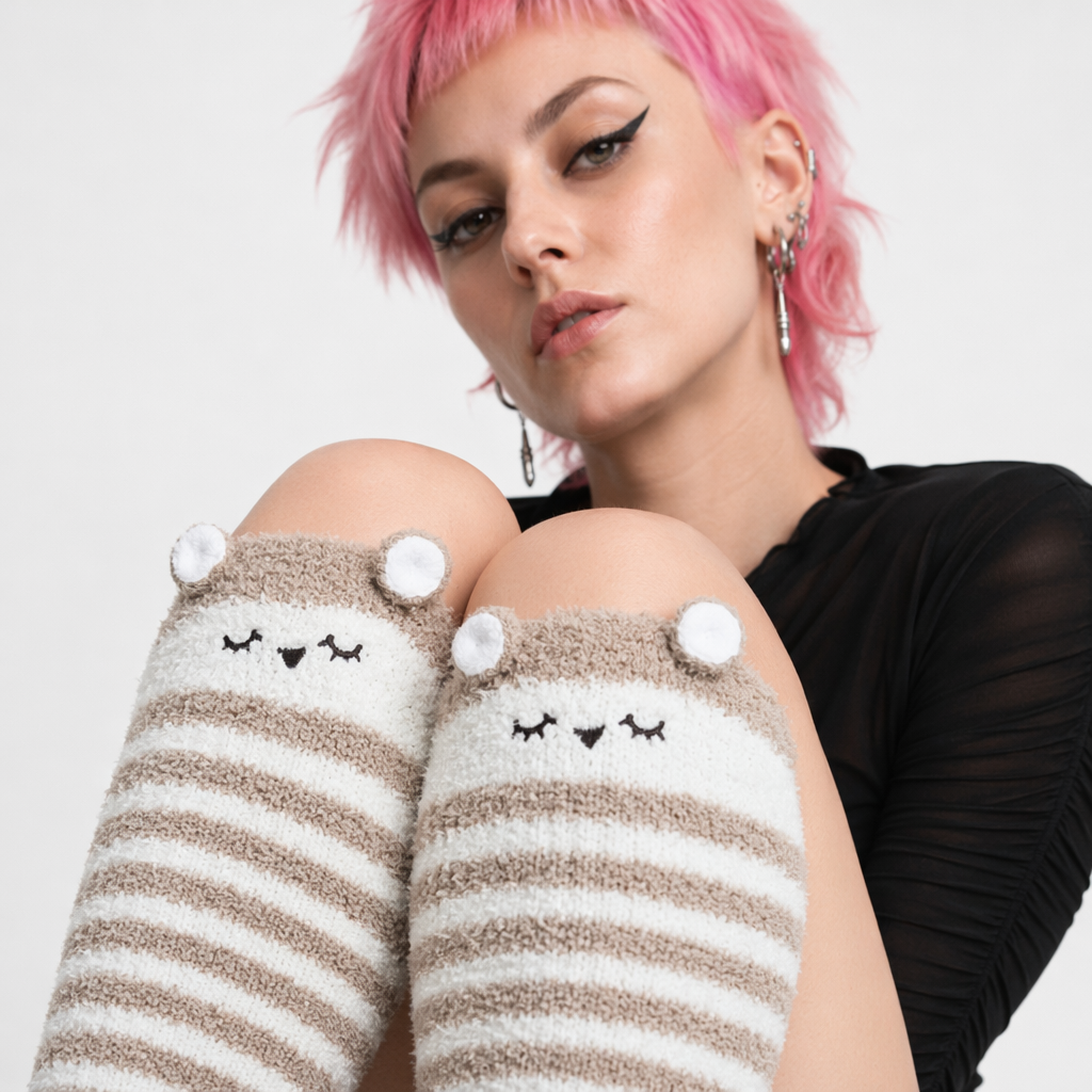 Furry Thigh High Stockings for Cozy Comfort and Warmth Default Title