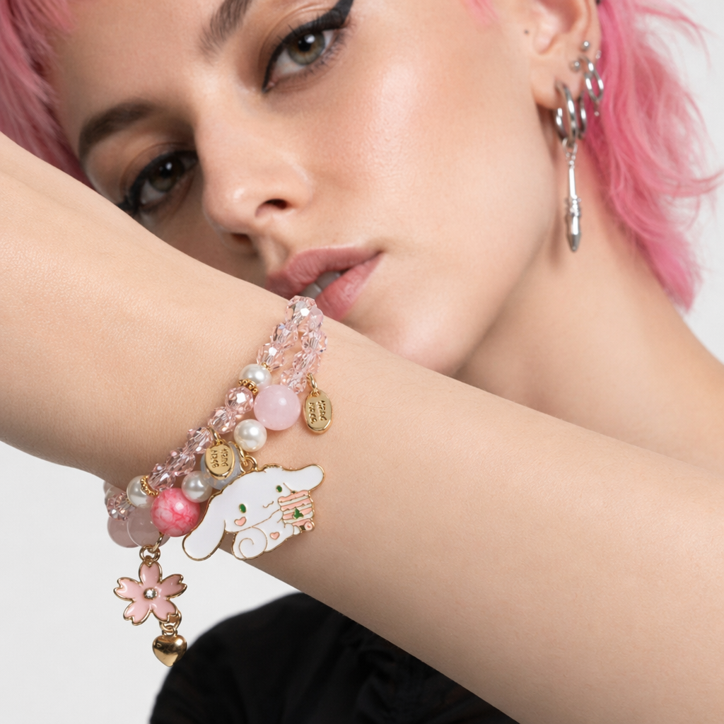 Kawaii Beaded Bracelets Inspired by Sanrio Characters Pink Sakura Bead Cinna