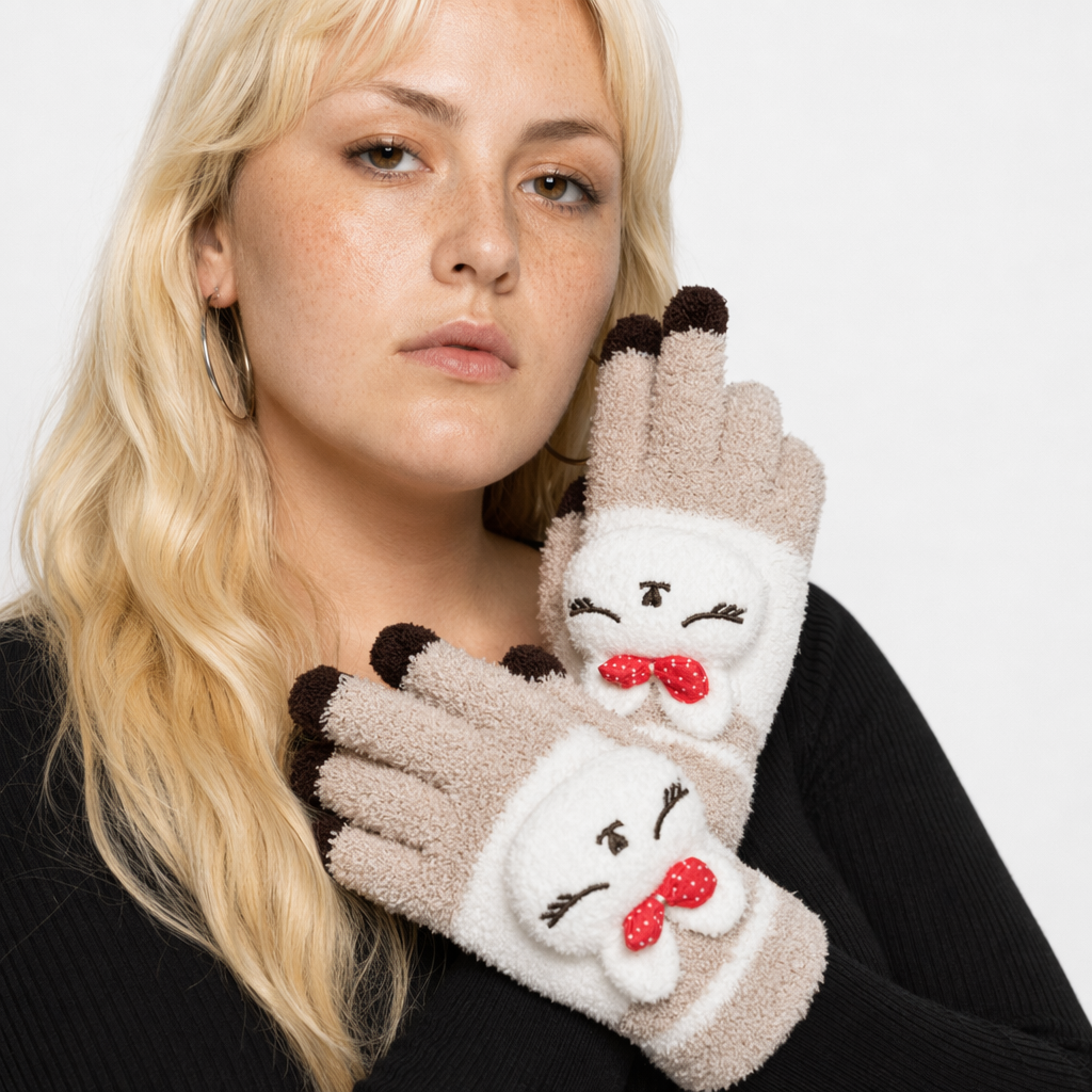 Kawaii Ultra Fuzzy Finger Gloves for Winter Fun Default