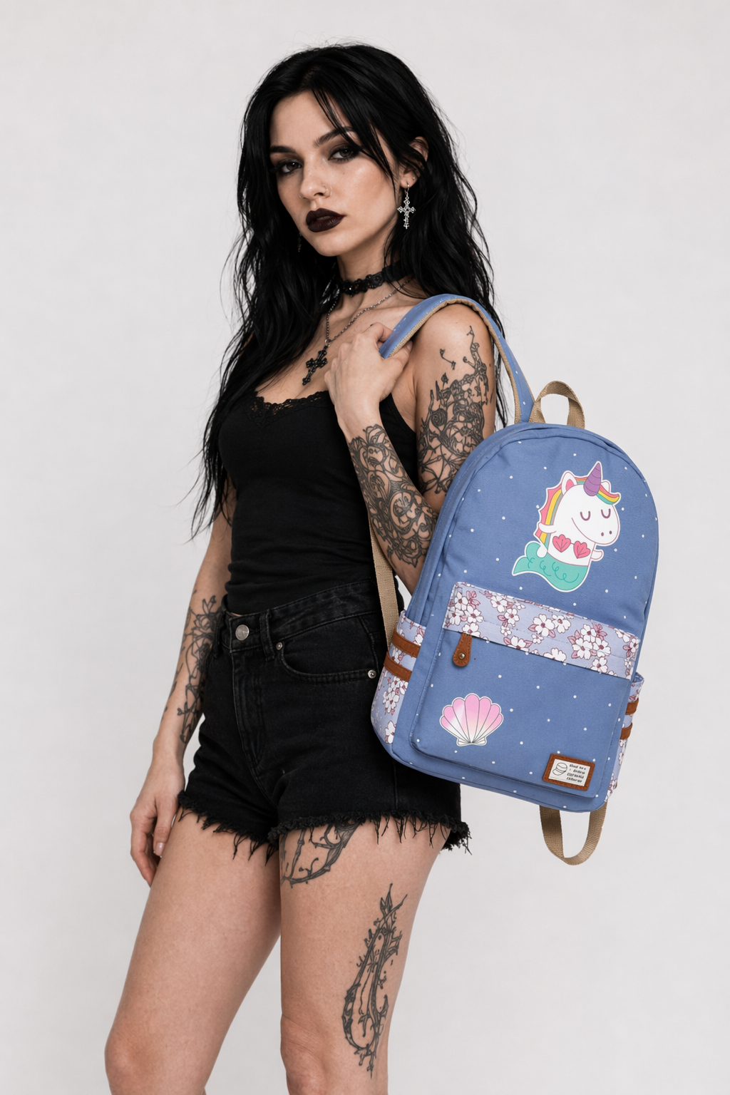 Kawaii Mermaid and Sea Creature Backpacks in Fun Designs Light Blue 5