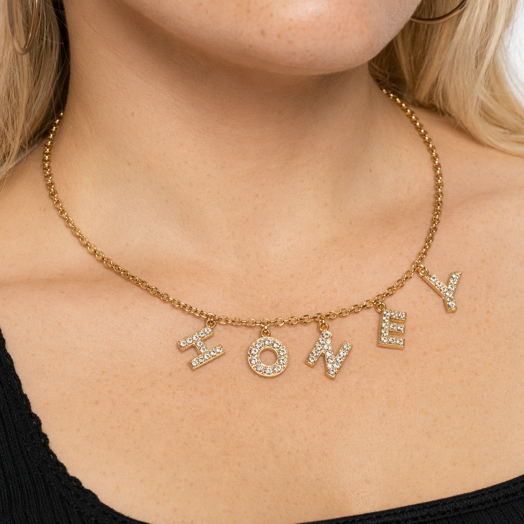 Dazzling Daddy Necklace with Sparkling Rhinestones HONEY