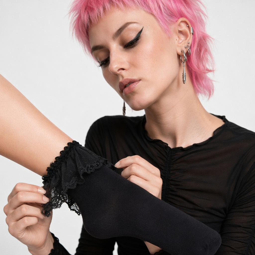 Ruffled Trim Ankle Socks for a Cute and Flirty Touch Black