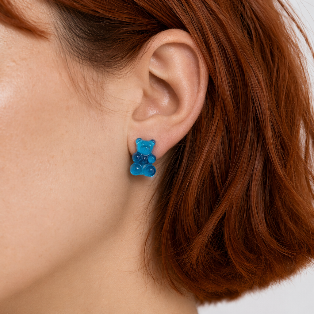 Gummy Bear Resin Earrings in Assorted Delicious Colors Blue