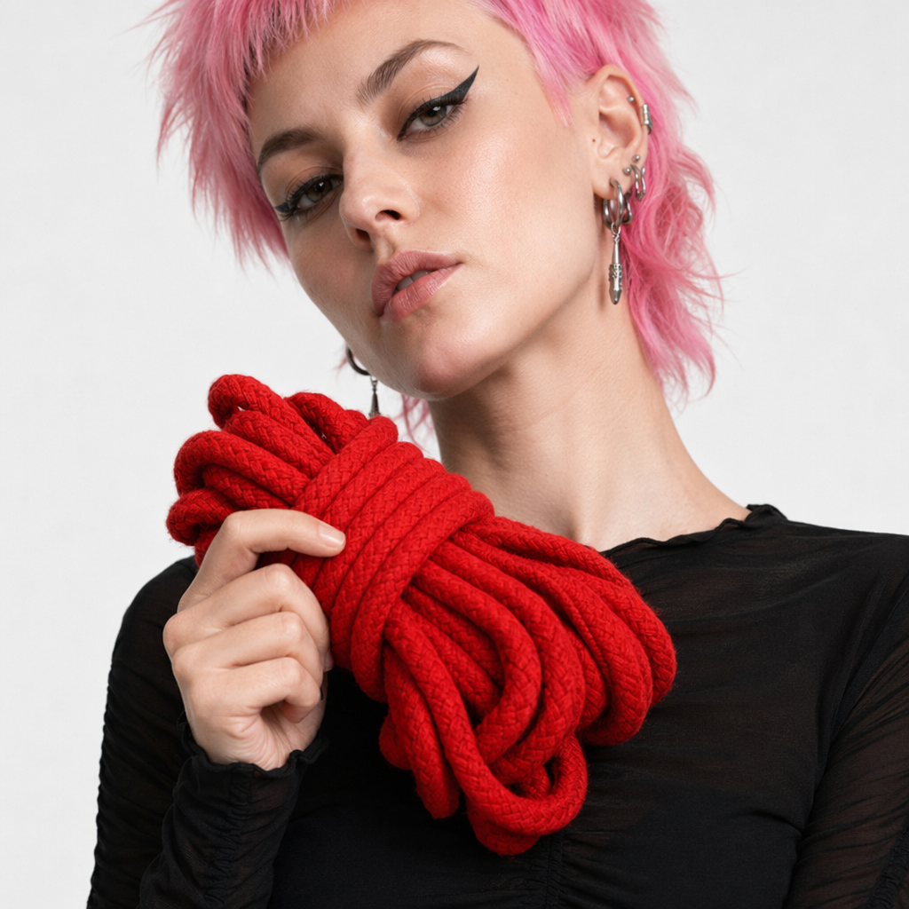 High-Quality Cotton Shibari Rope for Bondage Aesthetic Photoshoots 5m Red
