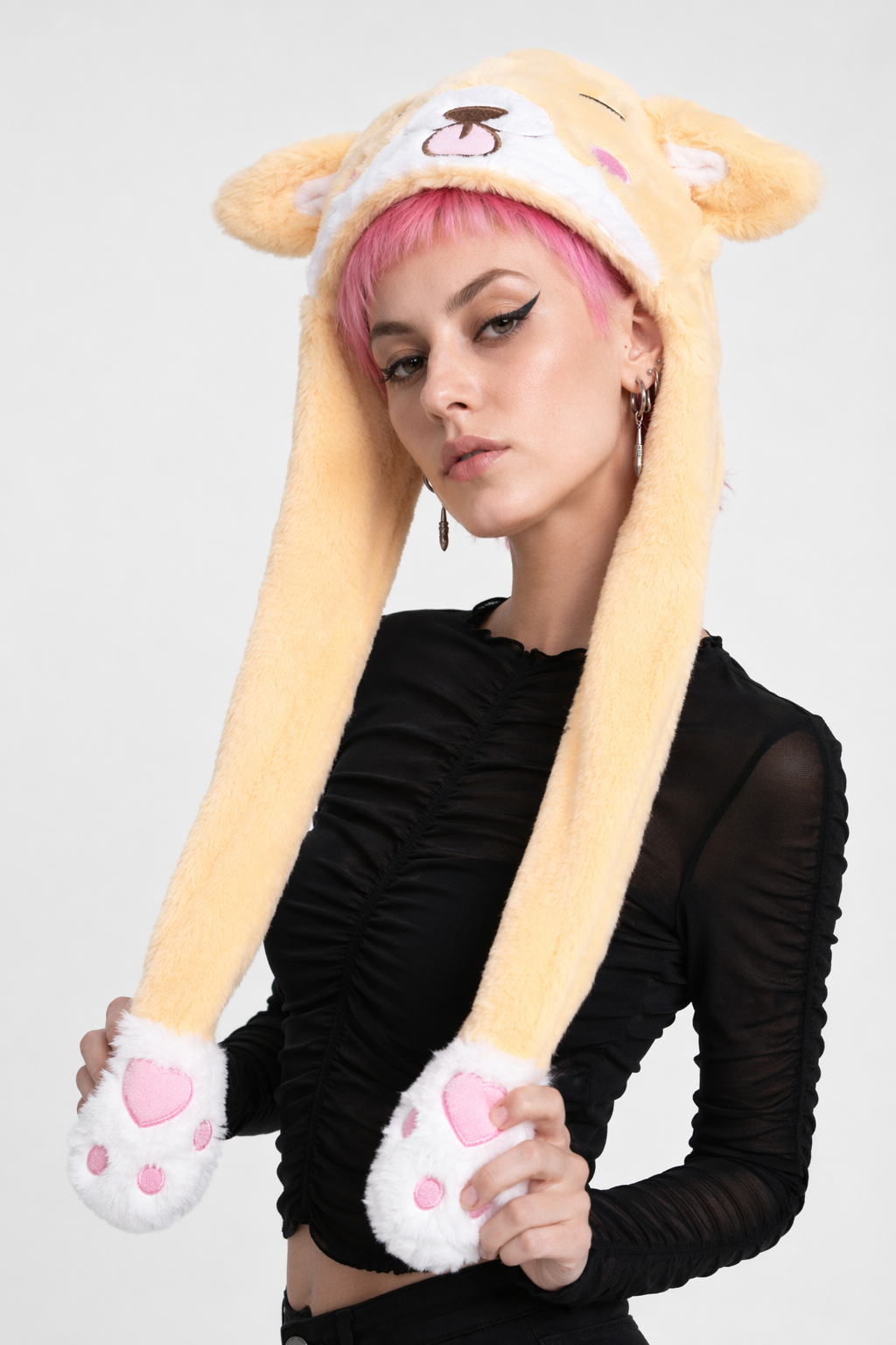 Fuzzy Puppy Hat with Spinning Ears for Winter Warmth Puppy