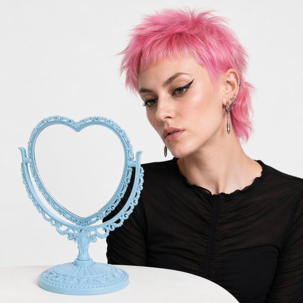 Pastel Heart Shaped Makeup Mirrors for Cosparty Bedrooms Blue