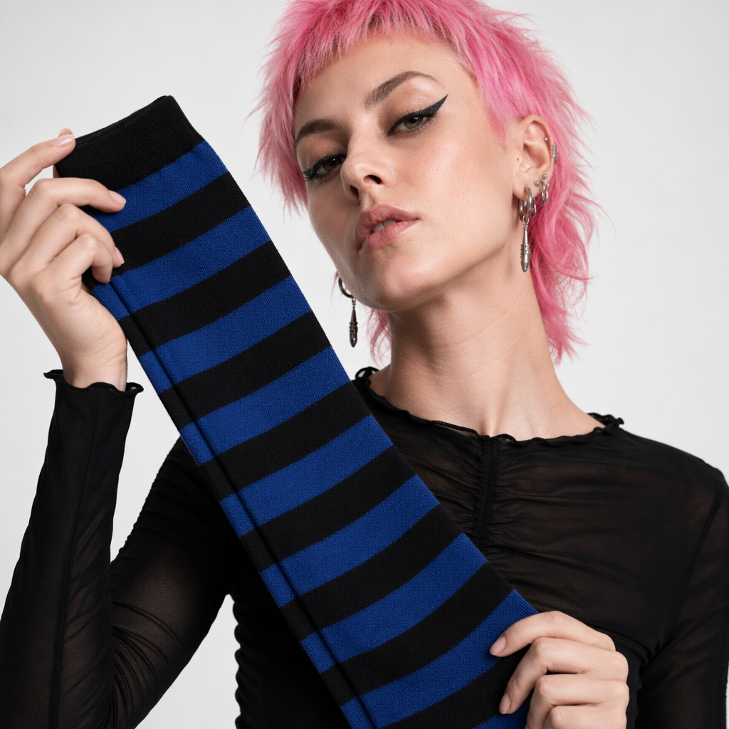 Thigh High Lolita Style Socks with Quality Elastic Comfort Dark blue