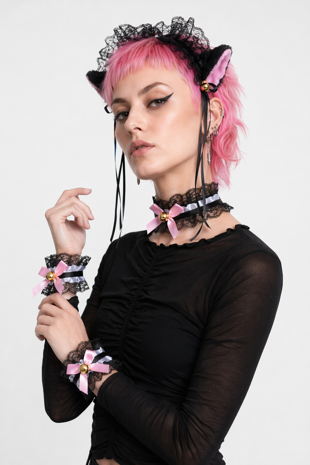 Neko Kitty Cat Complete Set with Headband, Collar, and Bracelets 7