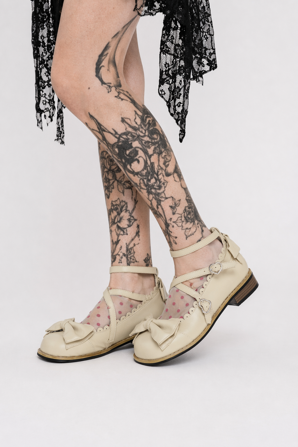 Elegant Lolita Shoes with Comfy Low Heel and Secure Buckle Beige