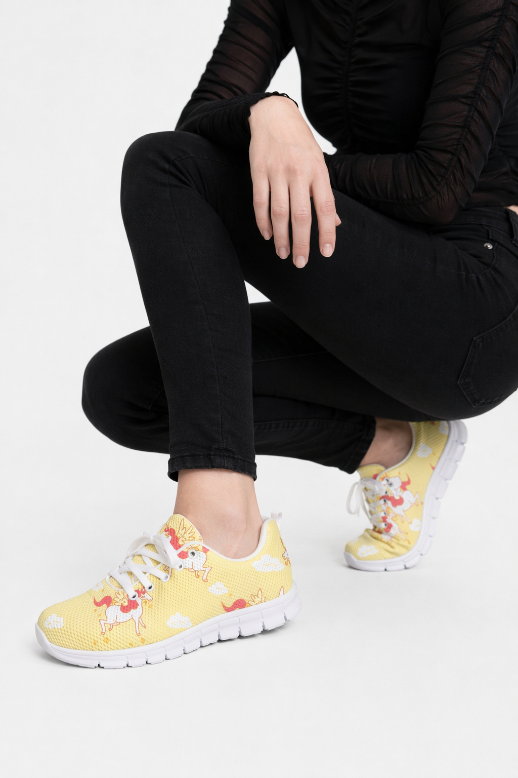 Rainbow Unicorn Running Shoes in Candy Colors Yellow Unicorns