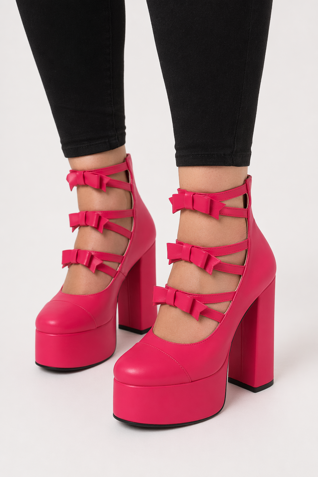 Baddie Babydoll Heels for Kawaii and Lolita Style Enthusiasts Ribbon Magenta