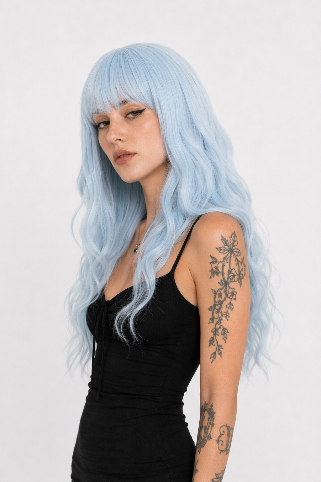 Pastel Blue Long Wavy Lolita Wig with Sweet Fringe Default Title