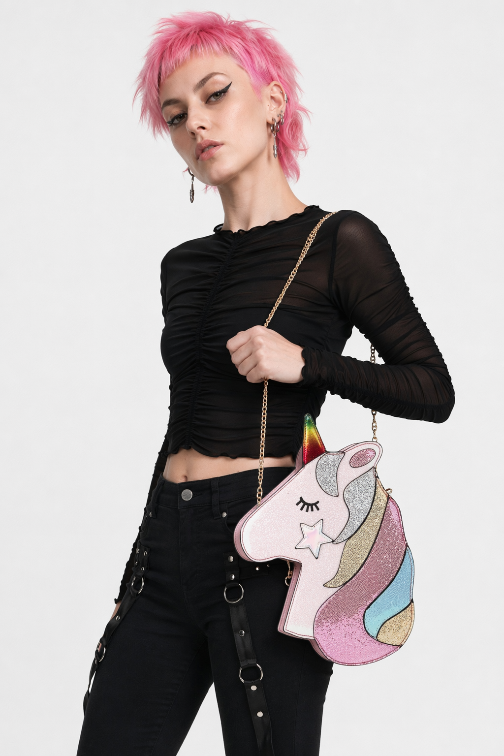 Adorable Magical Unicorn 3D Handbag in Vegan Leather Rainbow
