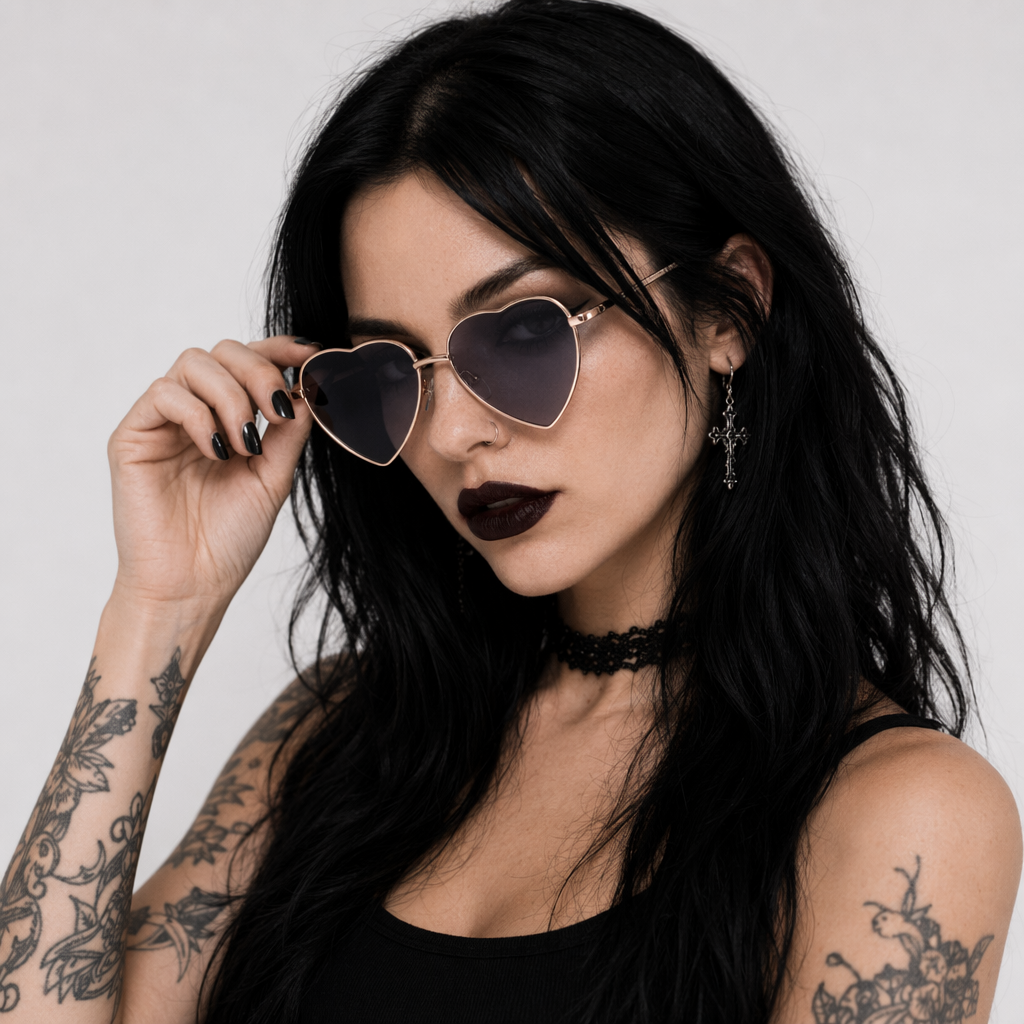 Chic Heart Shaped Aviator Sunglasses in Various Colors Grey