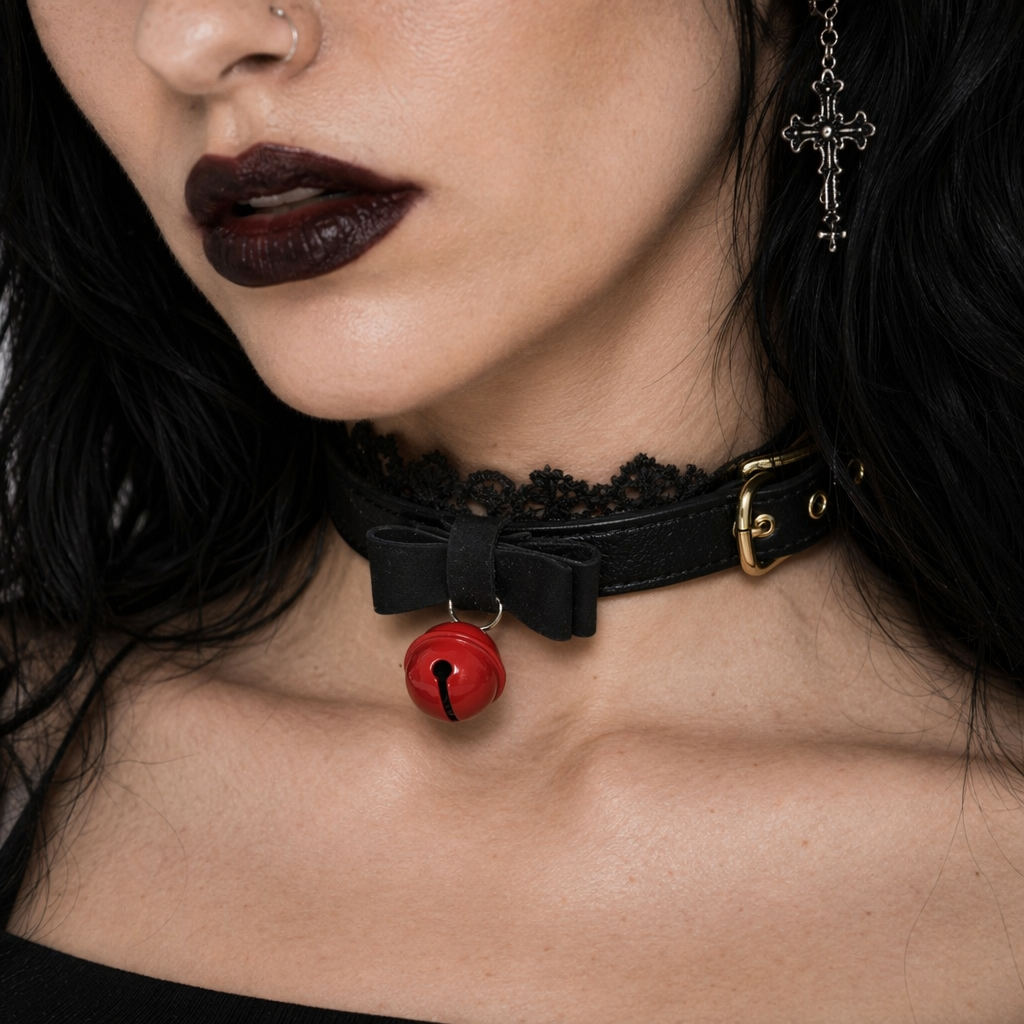 High Quality Bow and Bell Kitten Collar for Cosparty Black