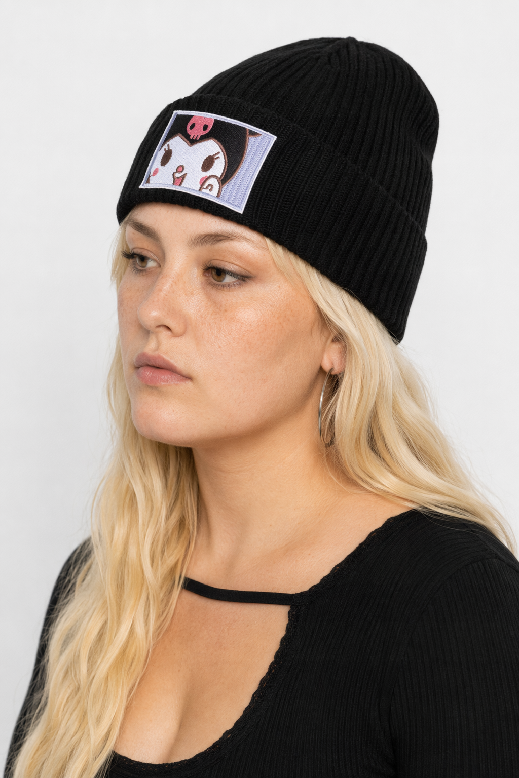 Sanrio Inspired Kawaii Embroidered Beanies for Cozy Warmth Kuromi