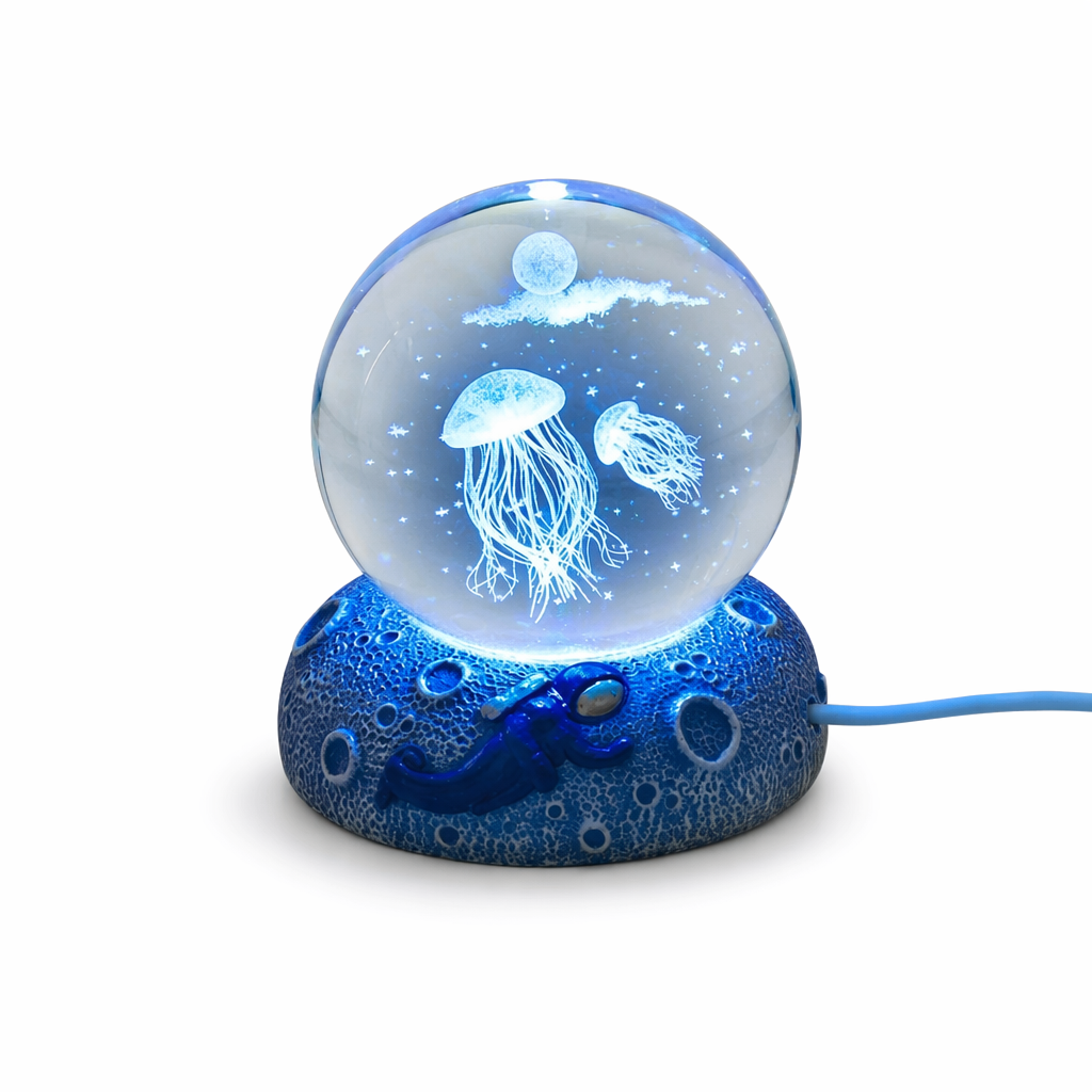 LED Aquamarine Life Snowglobe for Enchanting Underwater Ambiance Jellyfish