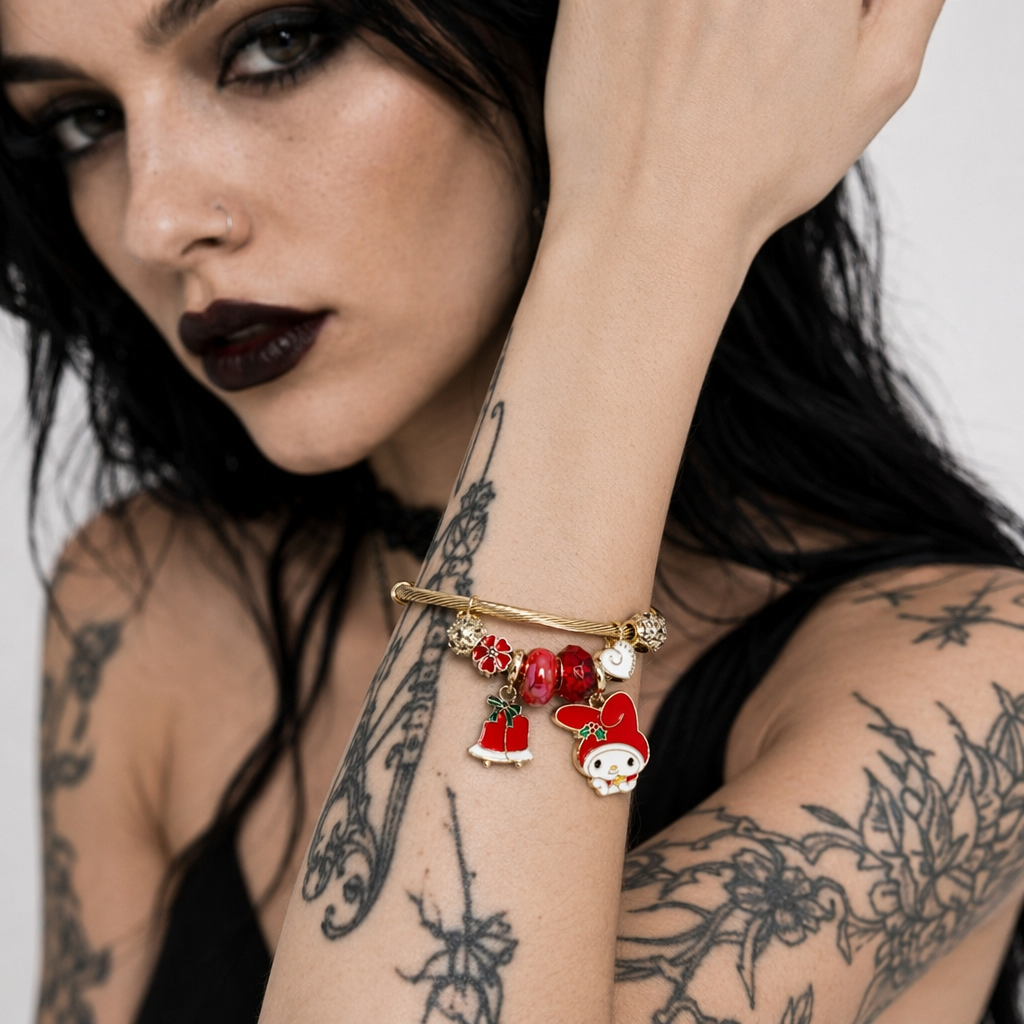 Holiday Character Bangle Beaded Bracelets Featuring Kawaii Designs Melody