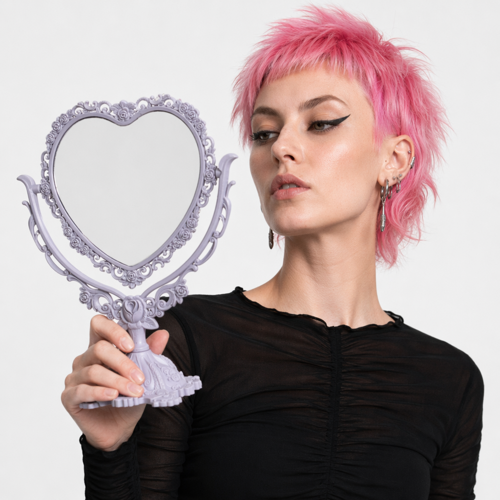 Pastel Heart Shaped Makeup Mirrors for Cosparty Bedrooms Purple