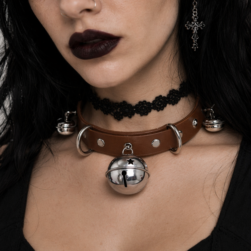 Gorgeous Bell Collar Inspired by Neko Cosplay Culture Brown