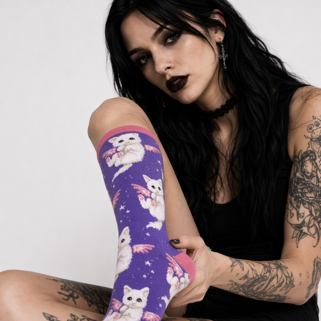 Vibrant Angel Kitten Socks for Kawaii Fashion Lovers Seagull