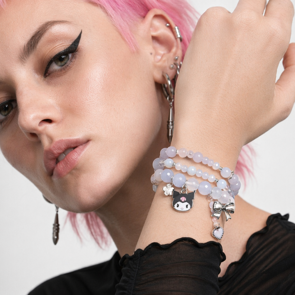 Kawaii Beaded Bracelets Inspired by Sanrio Characters Kuromi