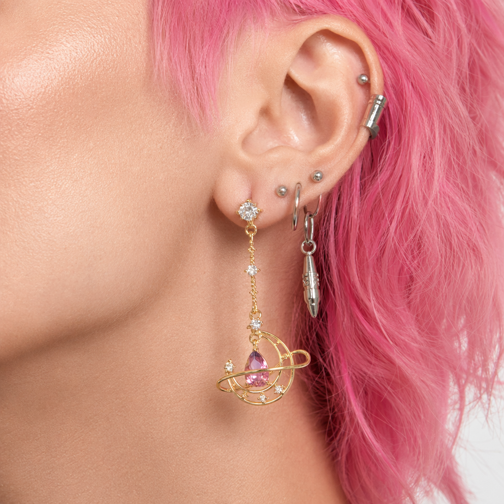 Crescent Moon Crystal Earrings for a Fairy-Like Touch Gold