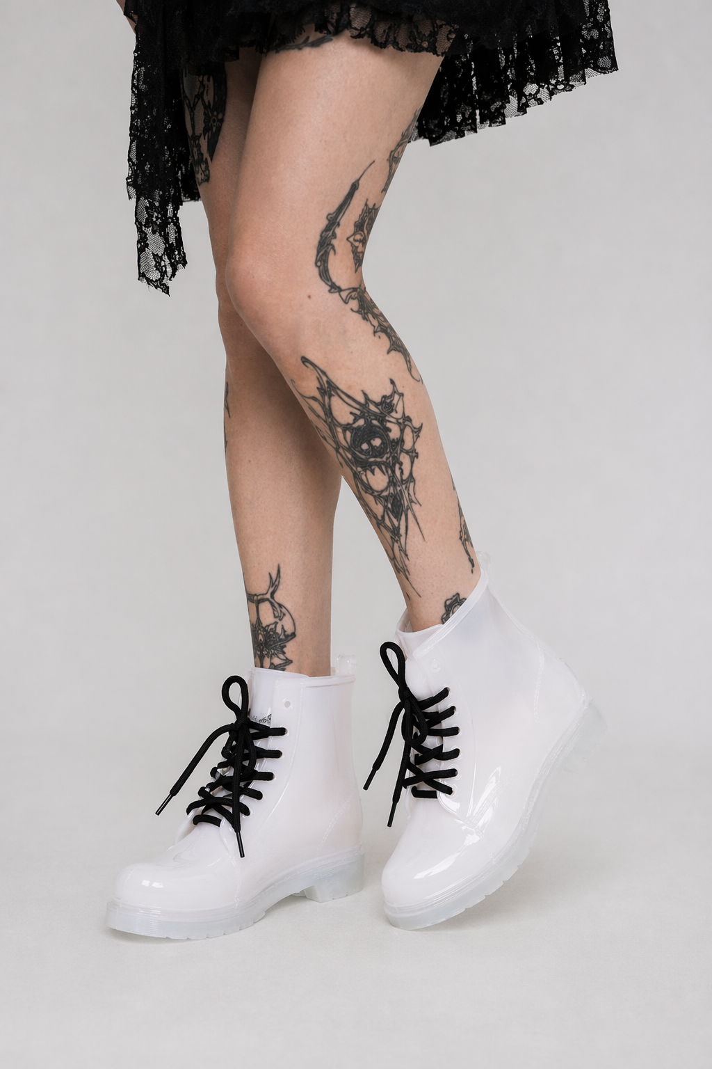 Kawaii Ombre Block Heeled Rain Booties in Candy Colors White