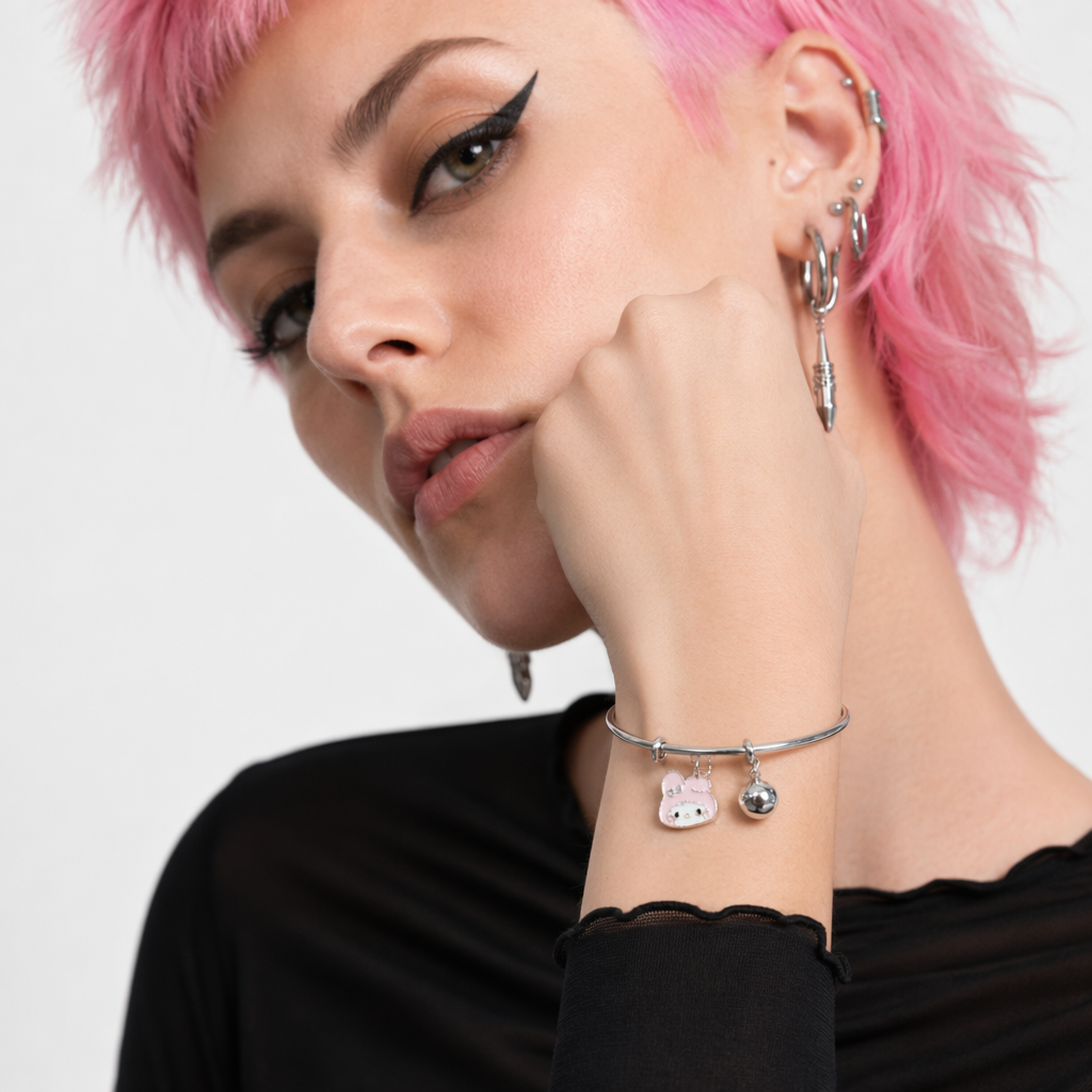 Kawaii Beaded Bracelets Inspired by Sanrio Characters Silver Bangle Melody