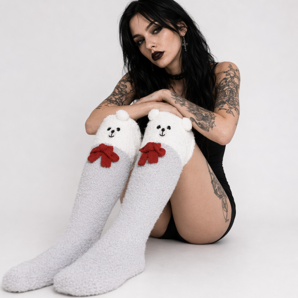 Furry Thigh High Stockings for Cozy Holiday Comfort Default Title