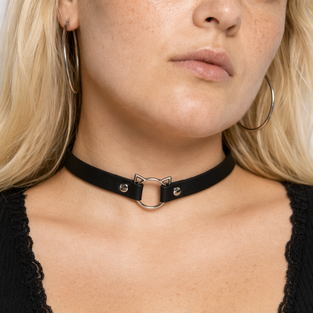 Kawaii Neko Cat Choker Necklace in Candy Colors Black
