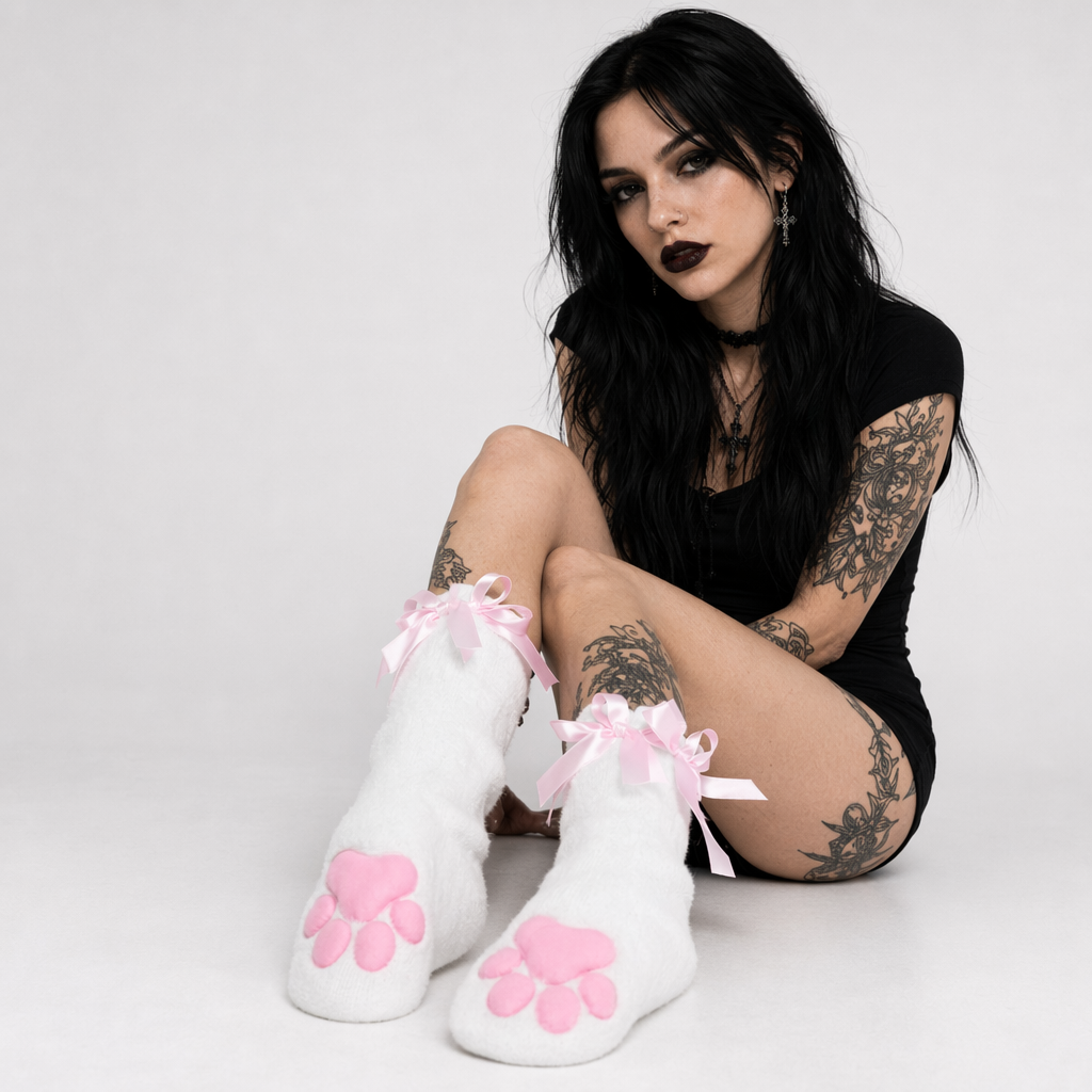 Fuzzy Neko Cat Paw Socks Made with High-Quality Fabric Default