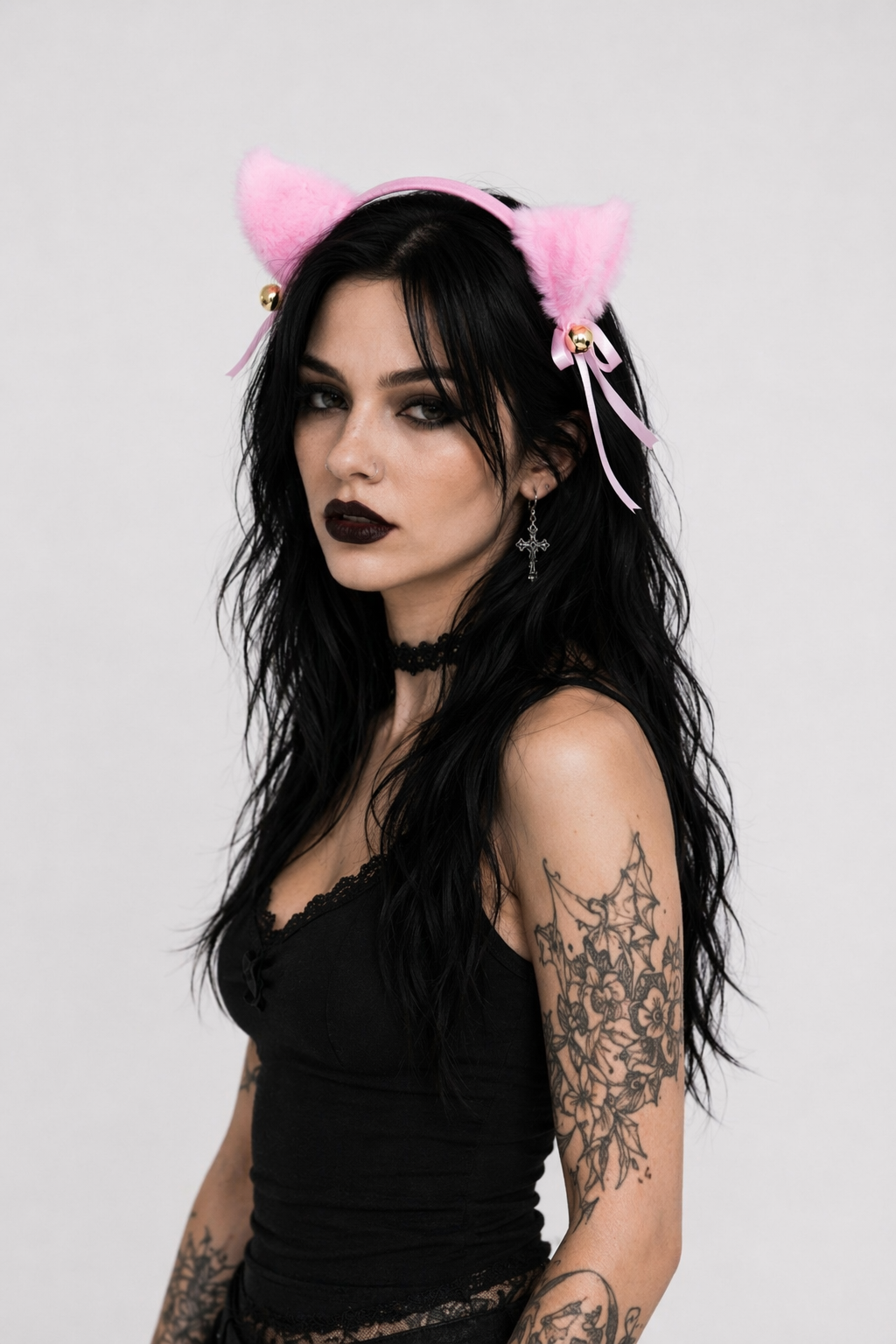 Adorable Faux Fur Fox and Kitten Ears Headband for Kawaii Outfits Pink