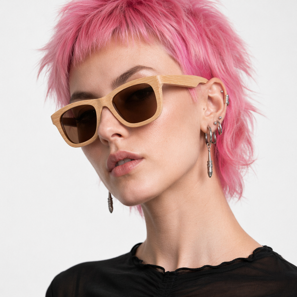 Chic Bamboo Wood Sunglasses for Style and UV Protection Brown