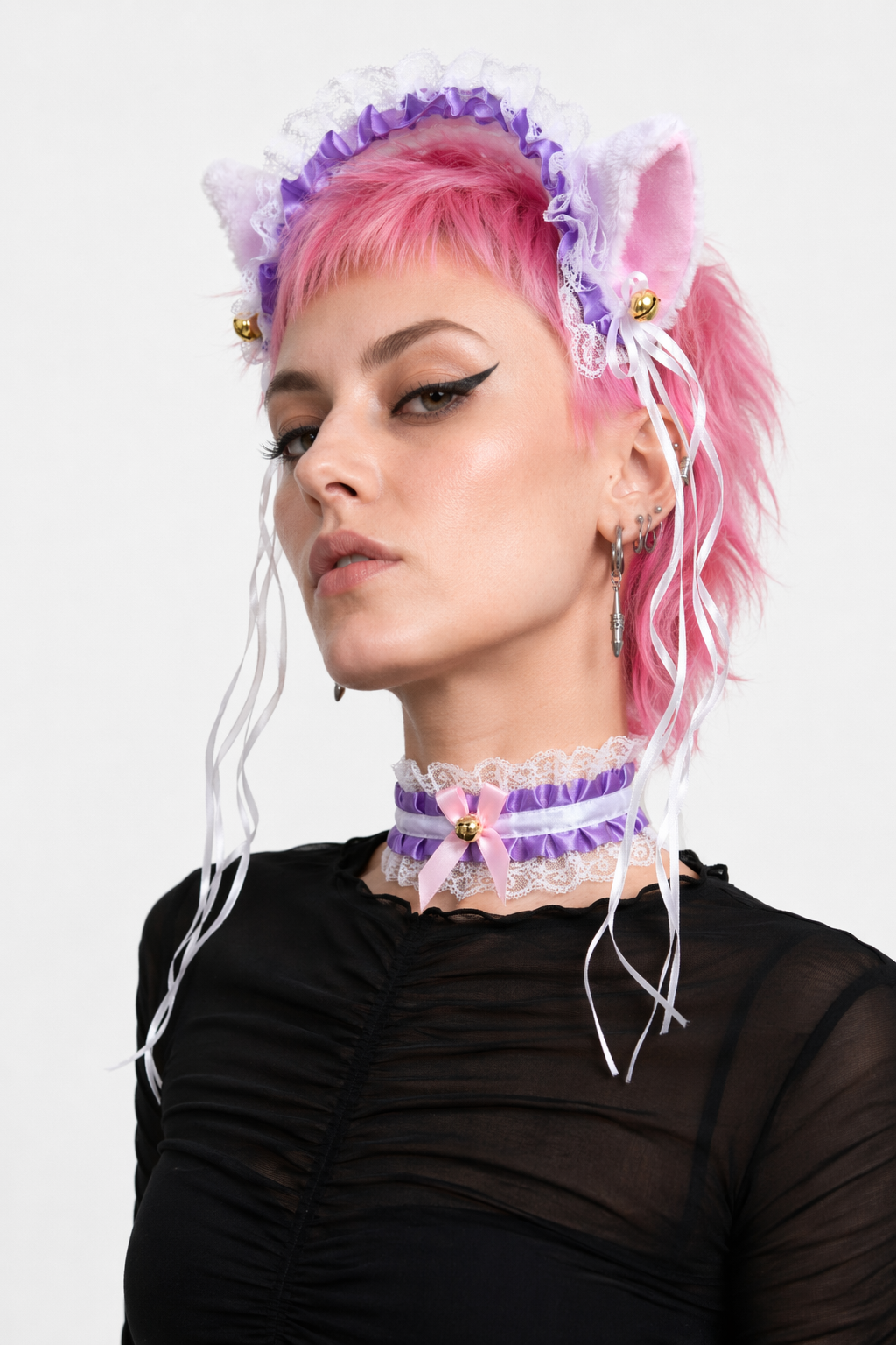 Neko Kitty Cat Complete Set with Headband, Collar, and Bracelets 6