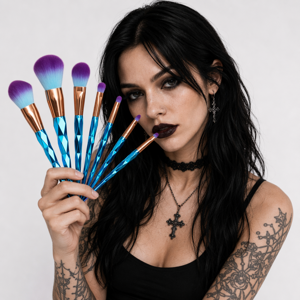 Unicorn Inspired Diamond Patterned Makeup Brushes 10pcs