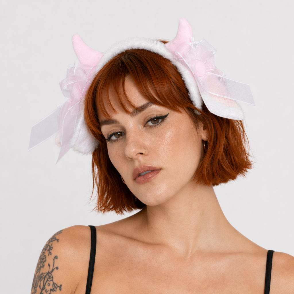 Fluffy Sheep-Inspired Headbands for a Cute Style Boost Pink Horns