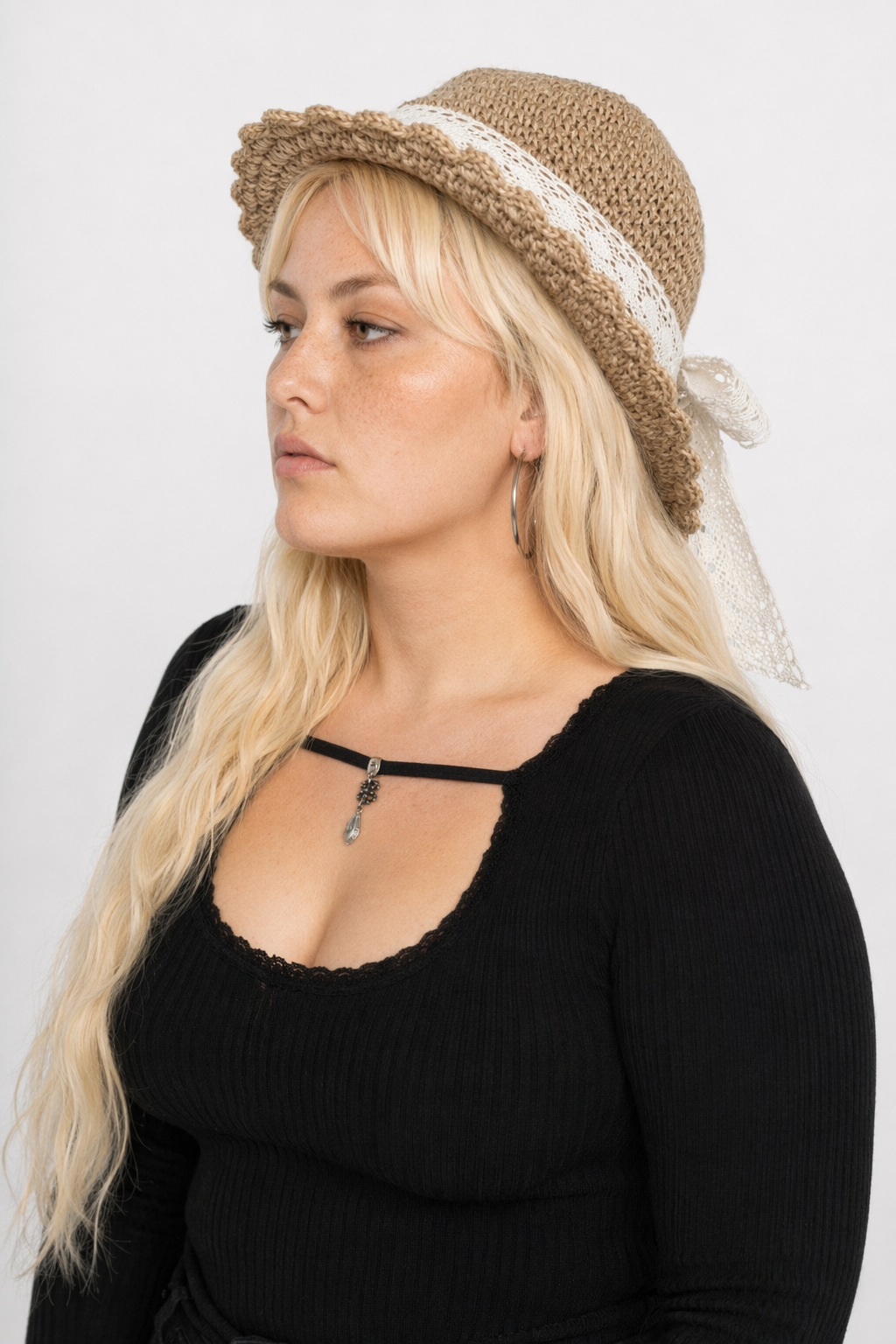 Country Maiden Sun Hat in High-Quality Tweed for Cottagecore Style Khaki