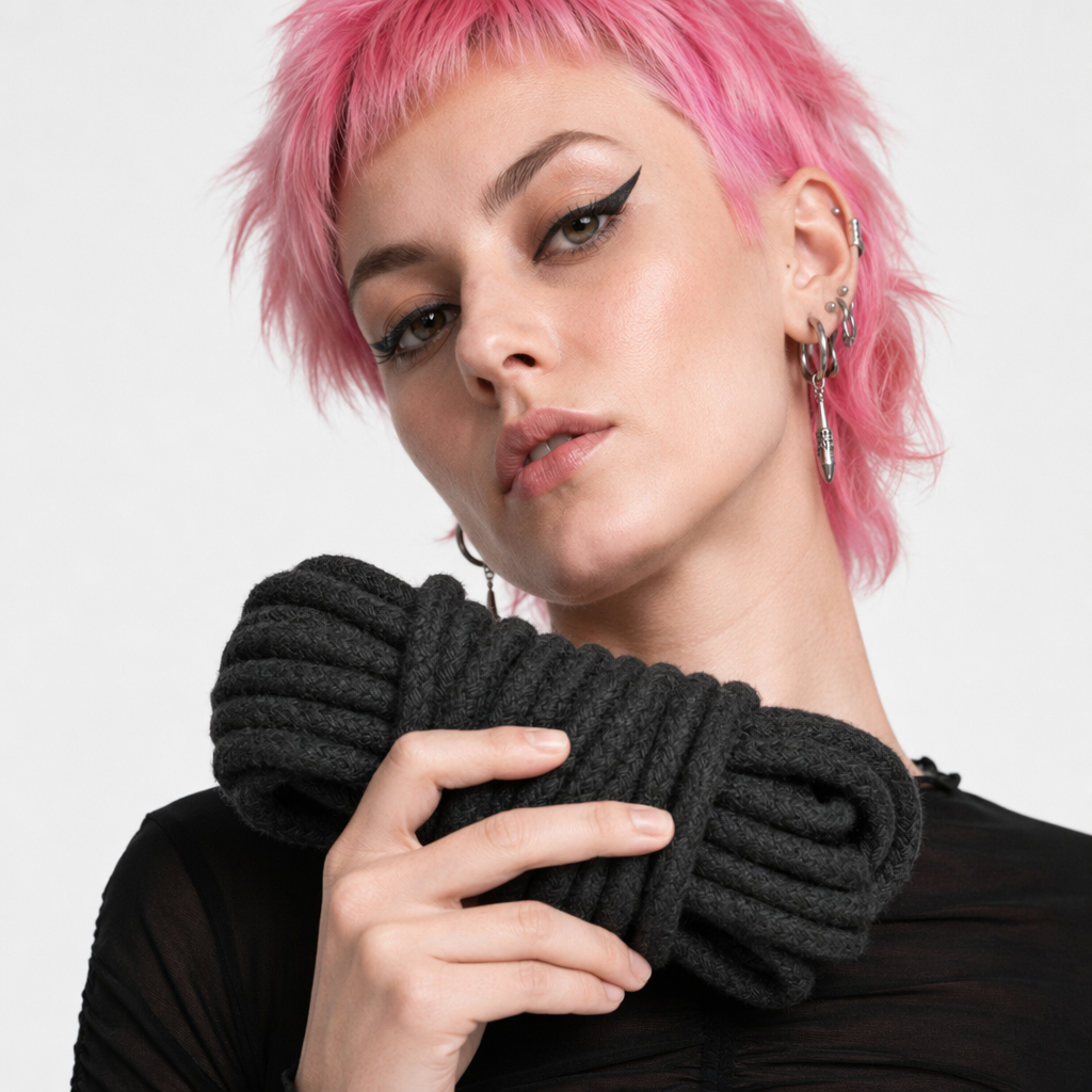 High-Quality Cotton Shibari Rope for Bondage Aesthetic Photoshoots 10m Black