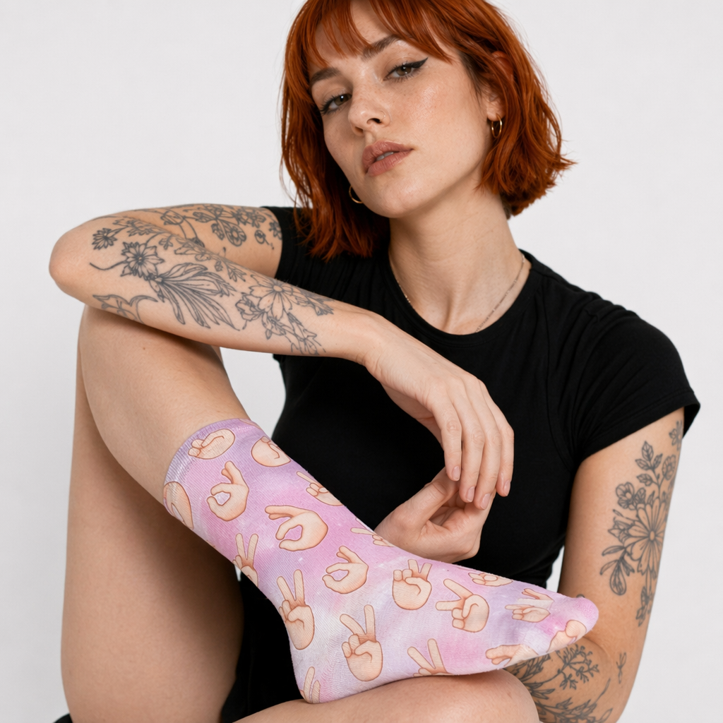 Magical Emoji Ankle Socks Inspired by Apple Unicorn Emoji Peace