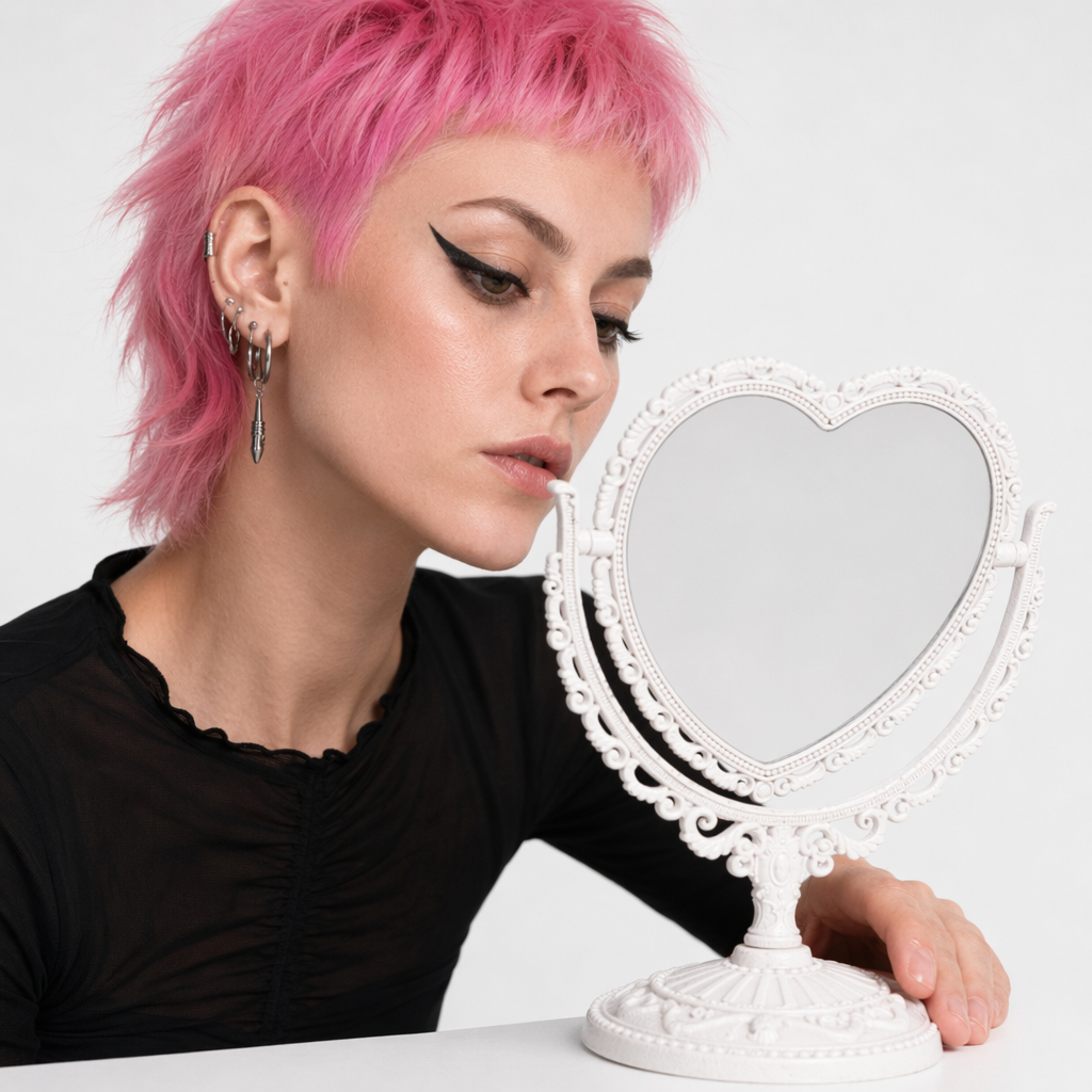 Pastel Heart Shaped Makeup Mirrors for Cosparty Bedrooms White
