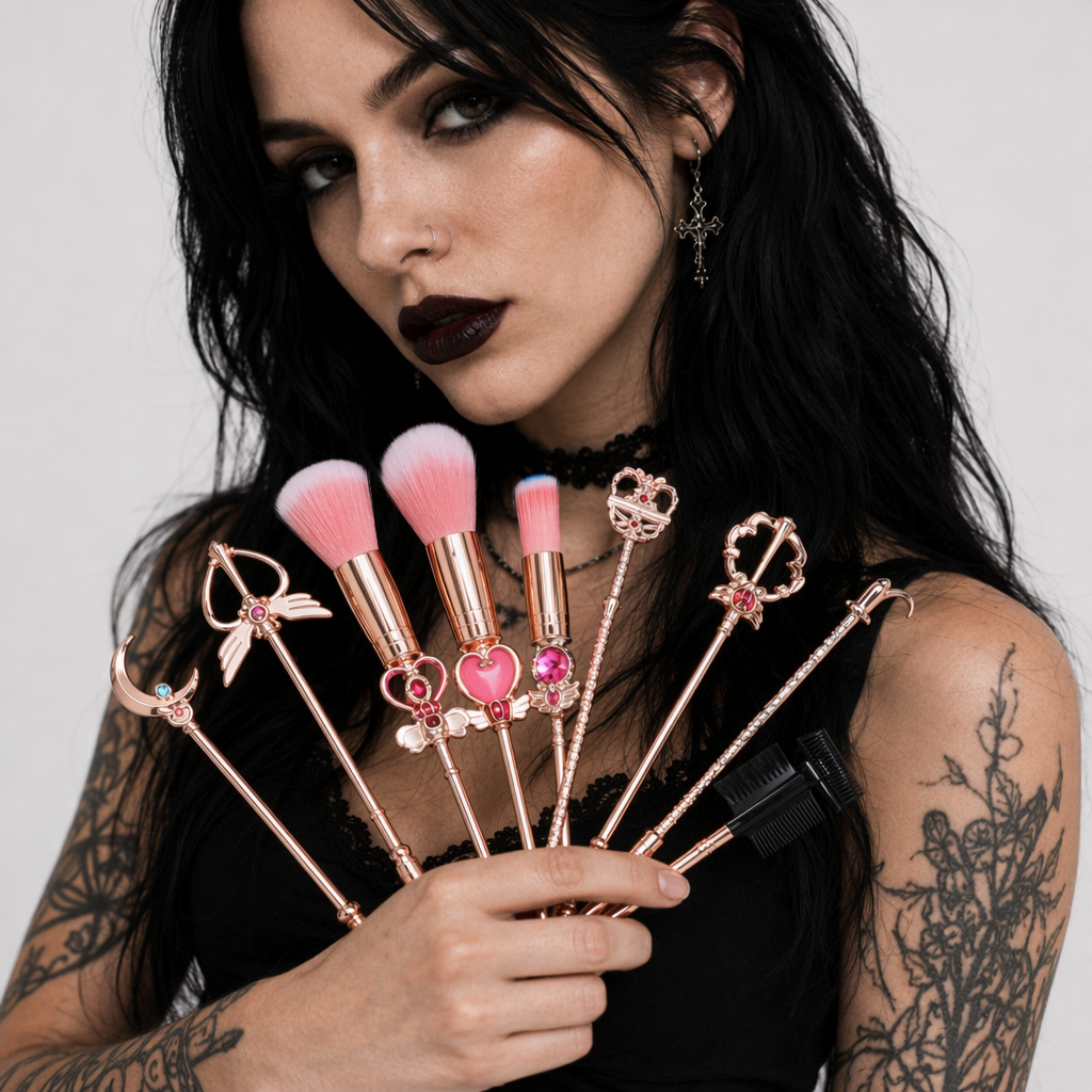 Magical Girl Wand Inspired 8 Piece Makeup Brush Set Default Title