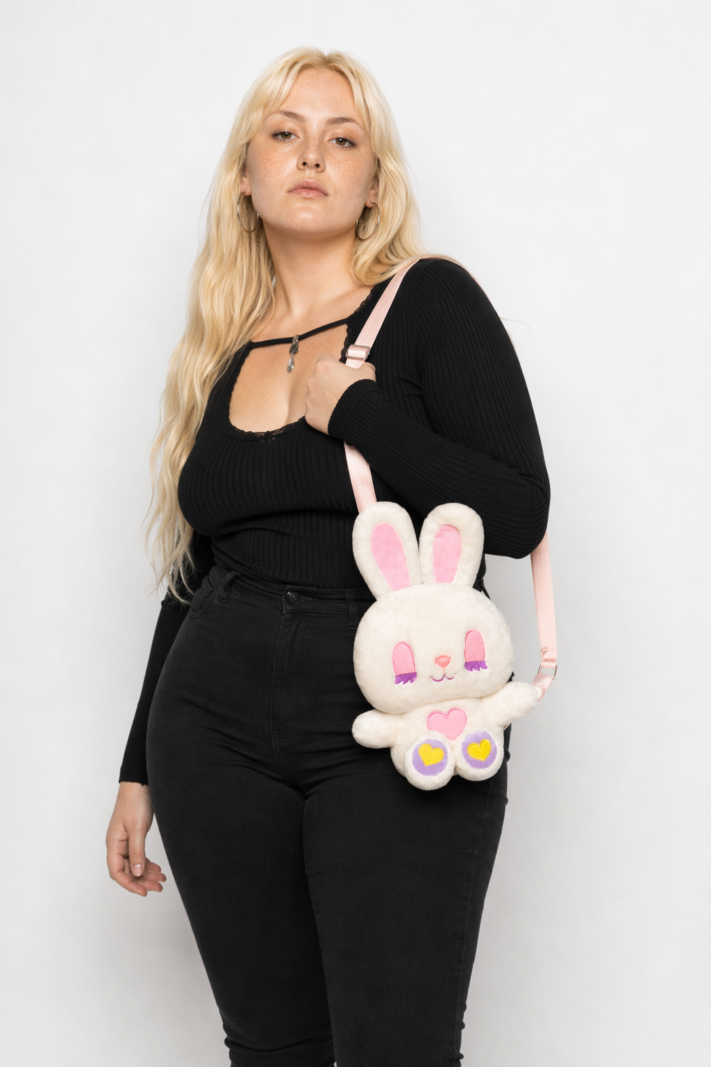 Heavenly Bunny Backpack in Velvety Soft Fabric for Cuddly Comfort White