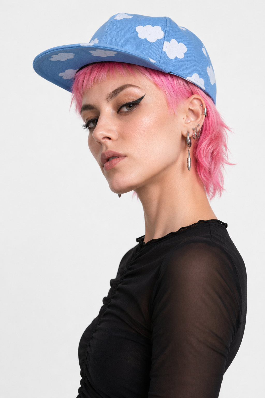 Pastel Cloud Snapback Hat for Cute Kawaii Style Blue