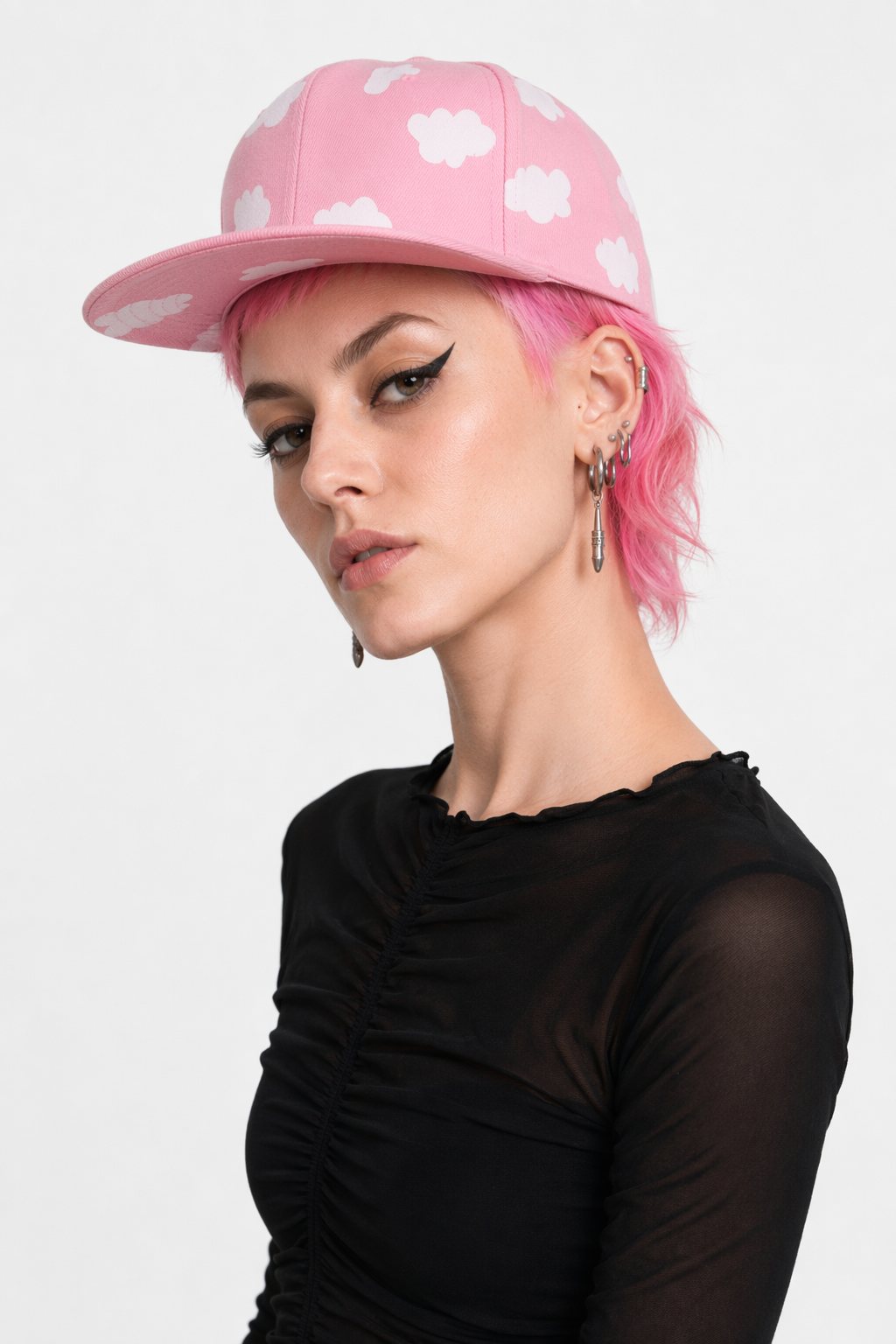 Pastel Cloud Snapback Hat for Cute Kawaii Style Pink