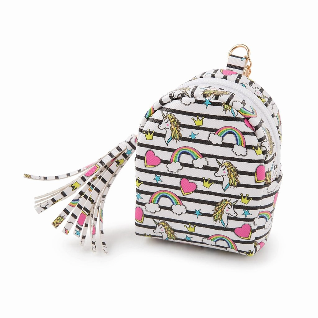 Pastel Unicorn Wallet with Secure Zipper Closure Striped