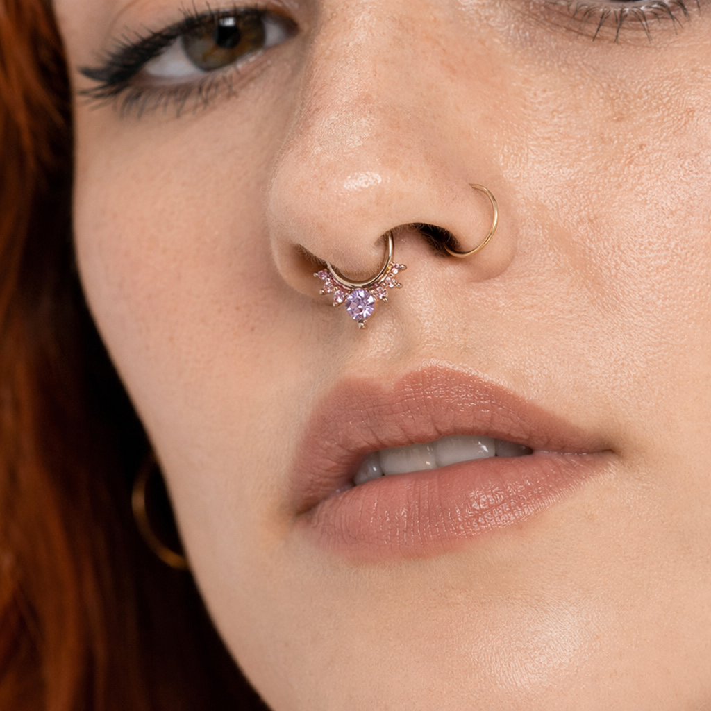 Realistic Septum Nose Rings for a Stylish Piercing Look Amethyst