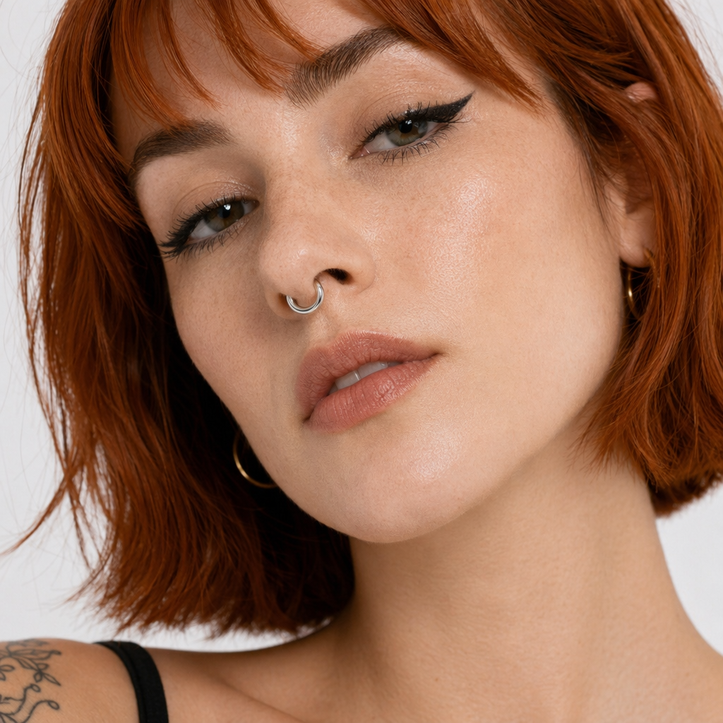 Realistic Septum Nose Rings for a Stylish Piercing Look Plain Silver
